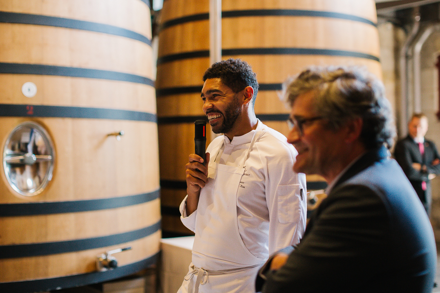 Chef Pressoir d'argent Alexandre Koa lors d'une dégustation au Château Brane-Cantenac pour les 100 ans de la famille Lurton